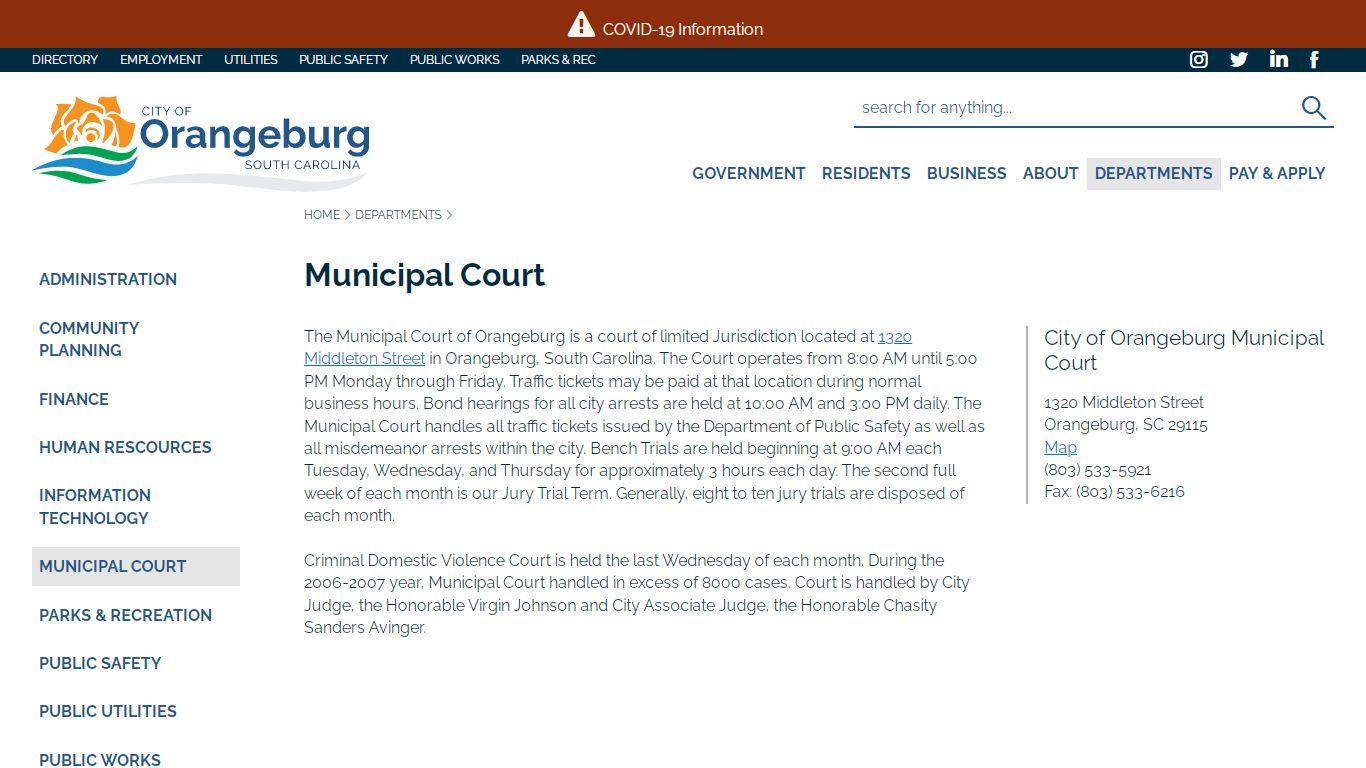 Municipal Court | City of Orangeburg, SC