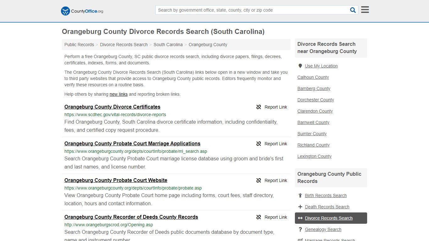 Divorce Records Search - Orangeburg County, SC (Divorce ...